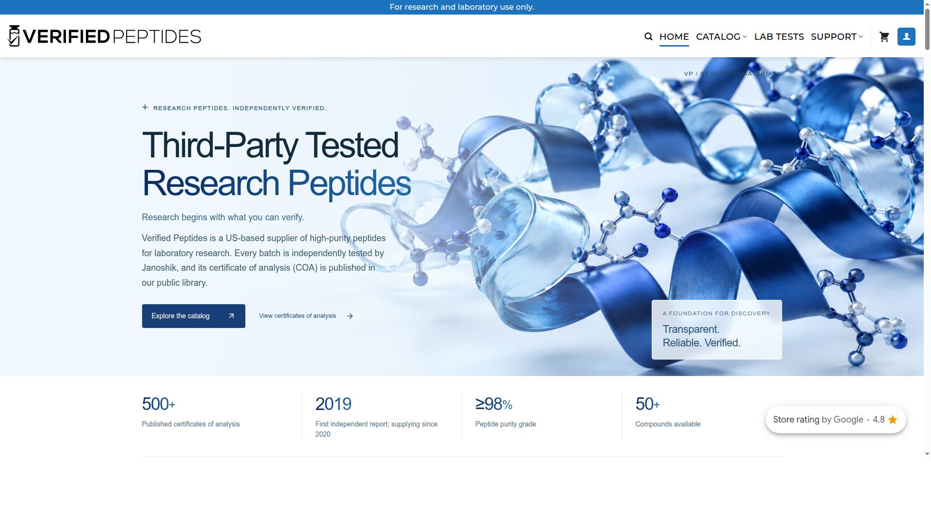 Verified Peptides website