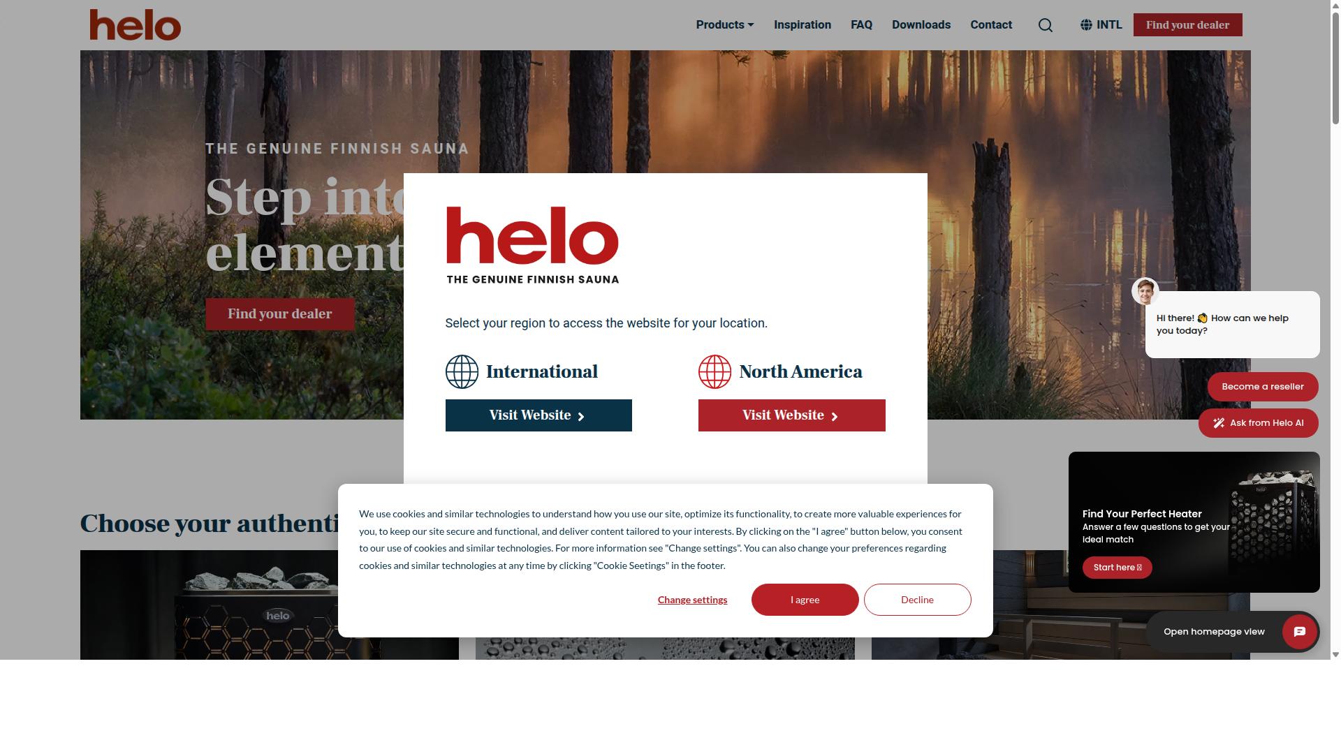 Helo Saunas website