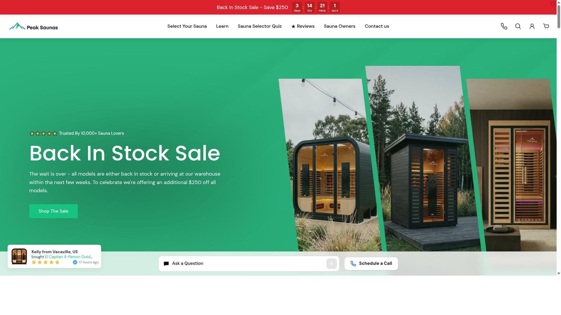 Peak Saunas website